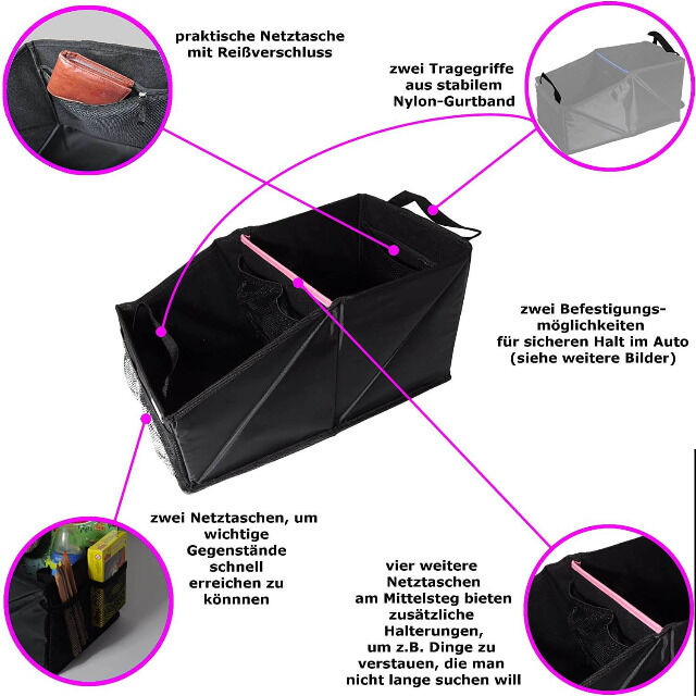 Wumbi Aufbewahrungsbox Pink KfZ Kofferraum Kofferraumtasche Organizer Auto Tasche