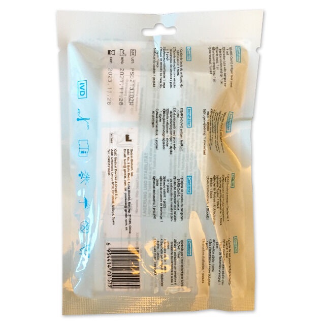 Getein Corona Schnelltest Covid19 Kolloidales Gold Selbsttest Laientest BfArM MHD bis 04/2024 einzeln verpackt