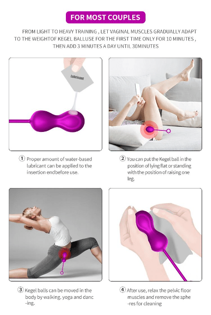 Foxshow - 63-00044 - Kegel ball 3 Pack set - 7,9 cm / 7,4 cm / 4,7 cm - Luxury Giftbox - Purple  - Geisha ball set
