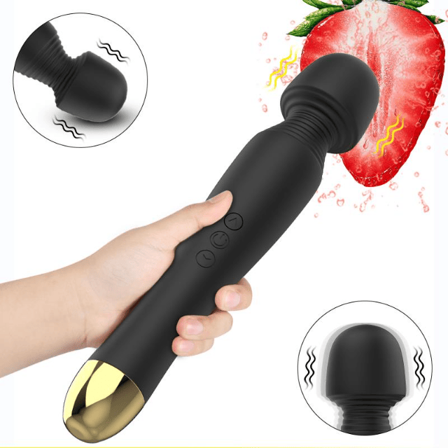 Bossoftoys - 63-00060 - Stimulator - Silikon-Massagegerät Schwarz USB - 6 Vibrationen - Mini-Zauberstab