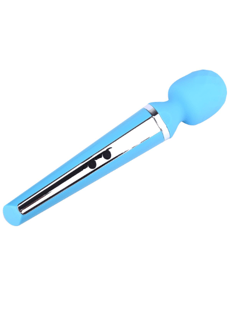 Bossoftoys - 22-00020 - Genius Luxury Wand Massagegerät - 10 Funktionen - 31,5 cm - Blau mit Roségold - Wiederaufladbar - Farbige Fensterbox