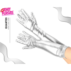 Kinky Pleasure - Fun Products - Handschuhe lang - Zilver - PL076