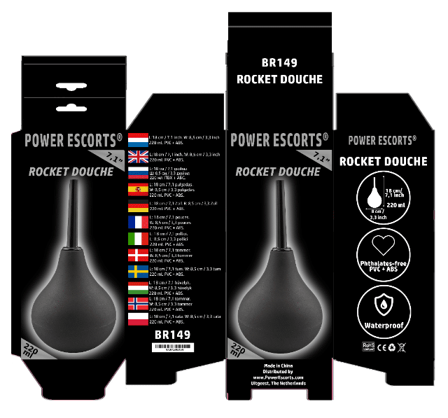 Power Escorts - BR149 - Rocket Douche - Analdusche - 220 ML - Schwarz