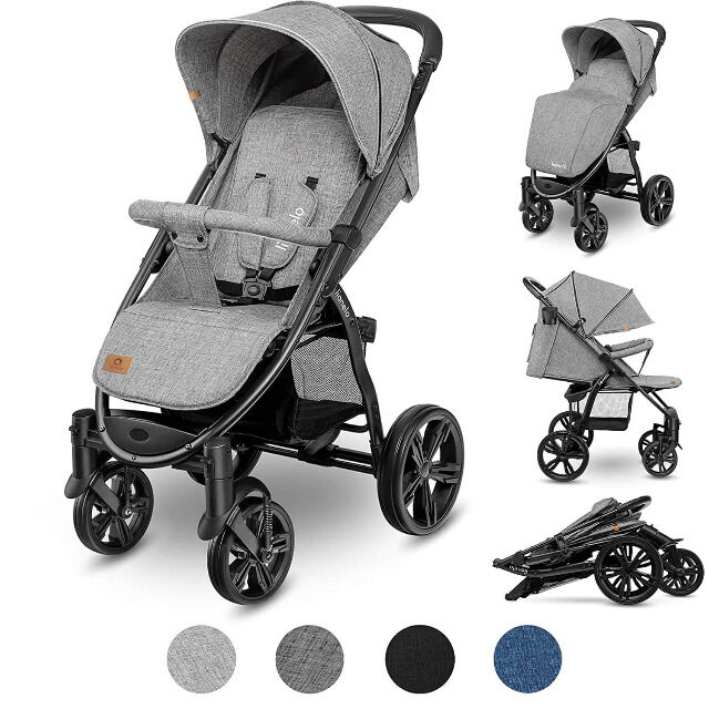 Lionelo ANNET grau Kinderwagen Buggy mit Polyesterbezug und Schaumreifen Fliegengitter Fußsack klappbar Babybuggy Urlaub