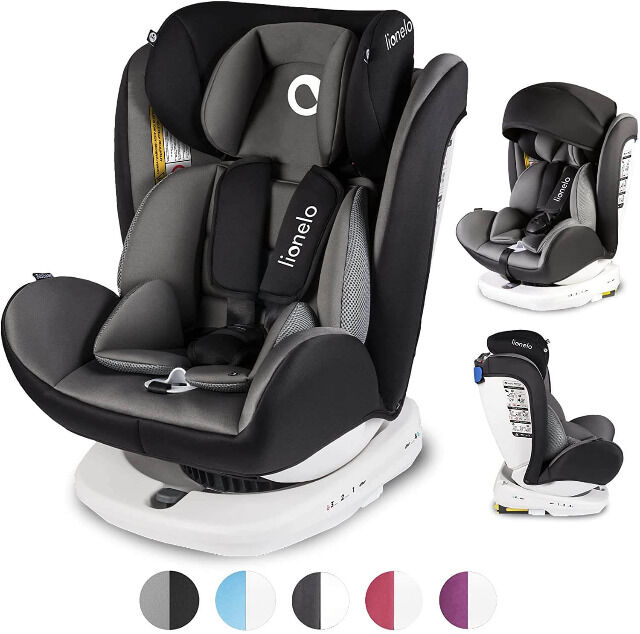 Lionelo Bastiaan Auto Kindersitz mit Isofix in grau Baby Autositz Sicherheit Kopfstütze 