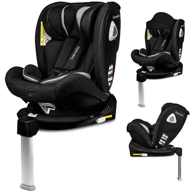 Lionelo Braam Carbon schwarz Kindersitz Isofix und Stützfuß oder Autogurte Autositz Auto 0-36 kg Autokindersitz