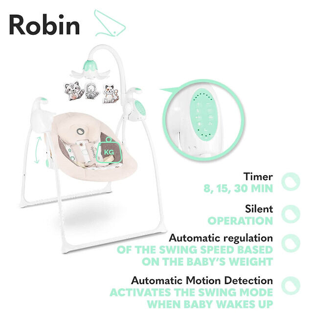 Lionelo Robin brown baby swing with music box Mp3 + light Rocking bouncer baby bouncer with mosquito net 0-9kg baby cradle baby cradle child swing