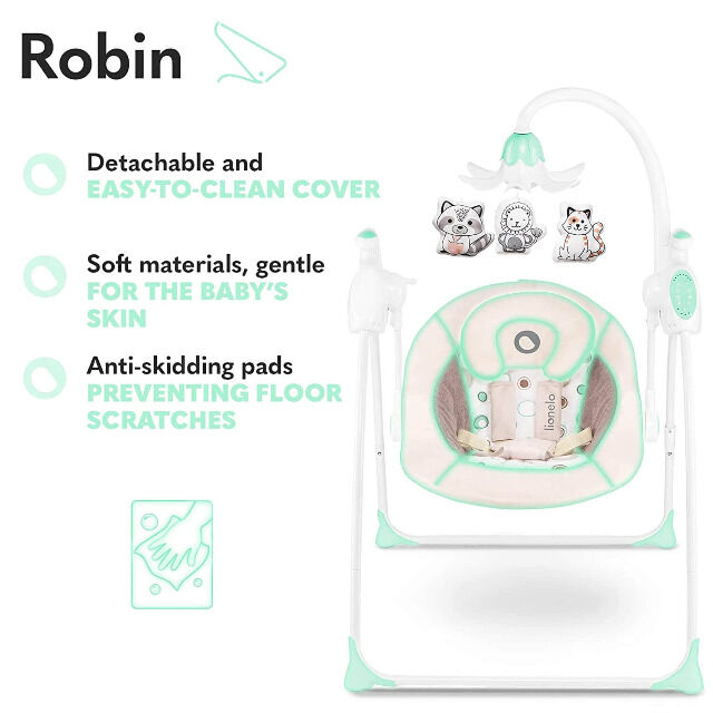 Lionelo Robin brown baby swing with music box Mp3 + light Rocking bouncer baby bouncer with mosquito net 0-9kg baby cradle baby cradle child swing