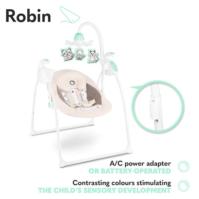 Lionelo Robin brown baby swing with music box Mp3 + light Rocking bouncer baby bouncer with mosquito net 0-9kg baby cradle baby cradle child swing
