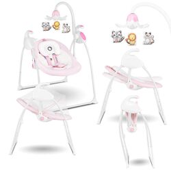 Lionelo Robin pink Babyschaukel mit Spieluhr, Musik - Schaukel Wippe Babywippe mit Moskitonetz 0-9kg Babywiege Baby Wiege Kinderschaukel 