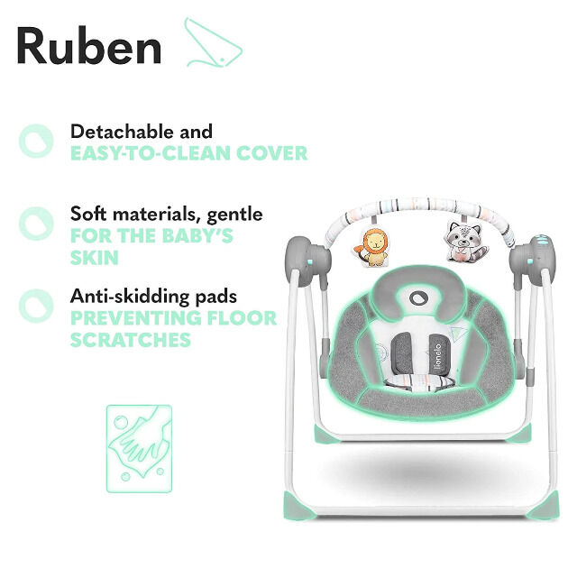 Lionelo Ruben türkis Babyschaukel Schaukel Wippe Babywippe mit Moskitonetz 0-12 kg