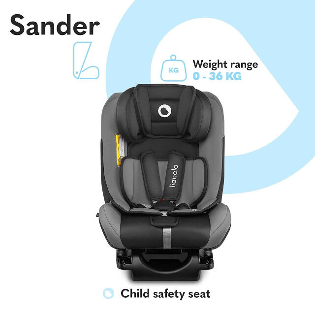 Lionelo Sander Kindersitz Autositz grau ISOFIX 0-36 kg Drehsitz Reboarder