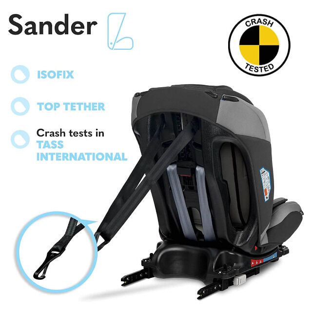 Lionelo Sander Kindersitz Autositz grau ISOFIX 0-36 kg Drehsitz Reboarder