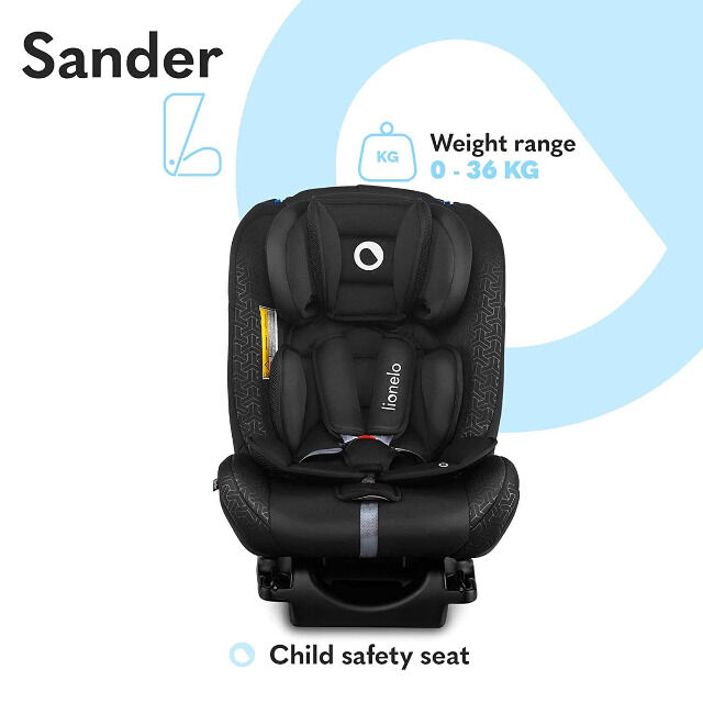 Lionelo Sander Kindersitz Autositz schwarz ISOFIX 0-36 kg Drehsitz Reboarder