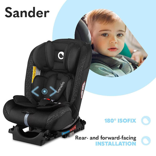 Lionelo Sander Kindersitz Autositz schwarz ISOFIX 0-36 kg Drehsitz Reboarder