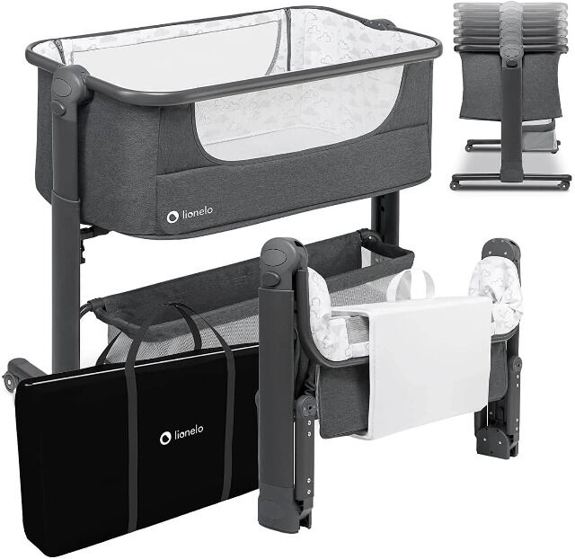 Lionelo Timon Beistellbett mit Matratze Babybett Babywiege Reisebett Faltbar Kinderbett Babybett Matratze Beistellbett Reisebett