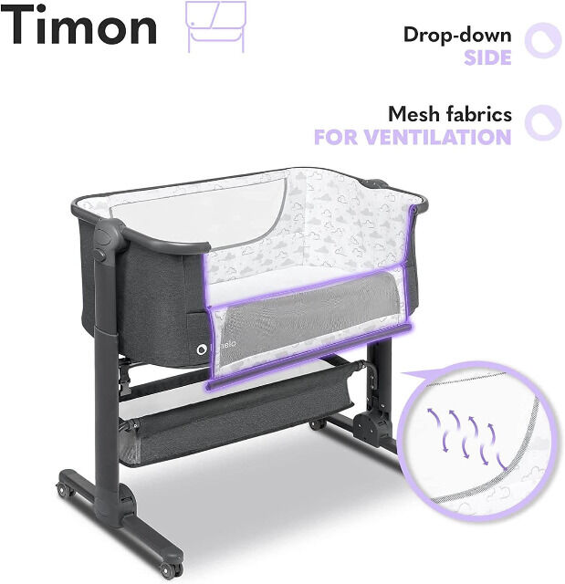 Lionelo Timon Beistellbett mit Matratze Babybett Babywiege Reisebett Faltbar Kinderbett Babybett Matratze Beistellbett Reisebett