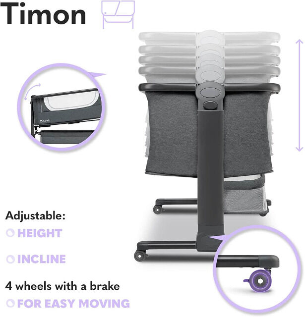 Lionelo Timon Beistellbett mit Matratze Babybett Babywiege Reisebett Faltbar Kinderbett Babybett Matratze Beistellbett Reisebett