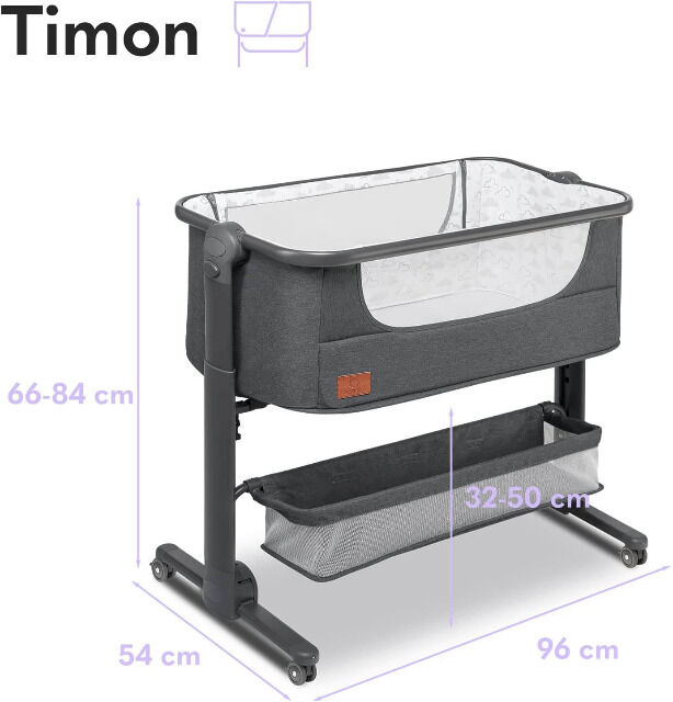 Lionelo Timon Beistellbett mit Matratze Babybett Babywiege Reisebett Faltbar Kinderbett Babybett Matratze Beistellbett Reisebett