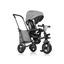 Lionelo Tris Grau Dreirad Laufrad Kinder Fahrrad mit Schiebestange flüsterleise Gummireifen