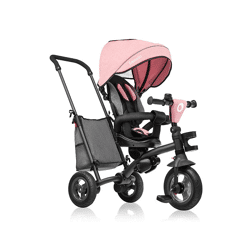 Lionelo Tris Rose grey Dreirad Laufrad Kinder Fahrrad mit Schiebestange flüsterleise Gummireifen