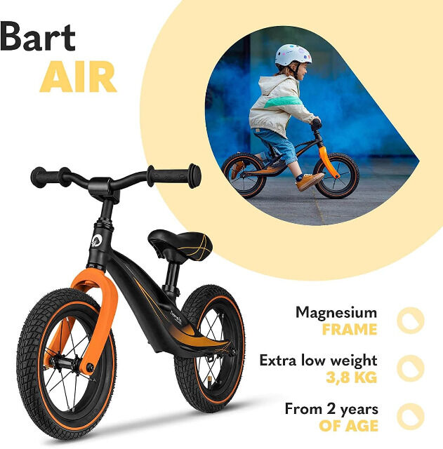 Lionelo Bart Air ultraleichtes Laufrad mit Magnesiumrahmen in schwarz ab 2Jahre bis 30kg Fahrrad Tretroller Tretbike