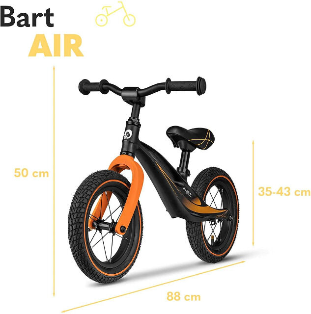 Lionelo Bart Air ultraleichtes Laufrad mit Magnesiumrahmen in schwarz ab 2Jahre bis 30kg Fahrrad Tretroller Tretbike