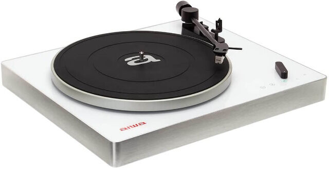 Aiwa APX-680BT /WT Weiß Bluetooth-Plattenspieler 2 Geschwindigkeiten 33/45 U/min magn. Aluminiumkapsel Vinyl Schallplatte Digitalisierer