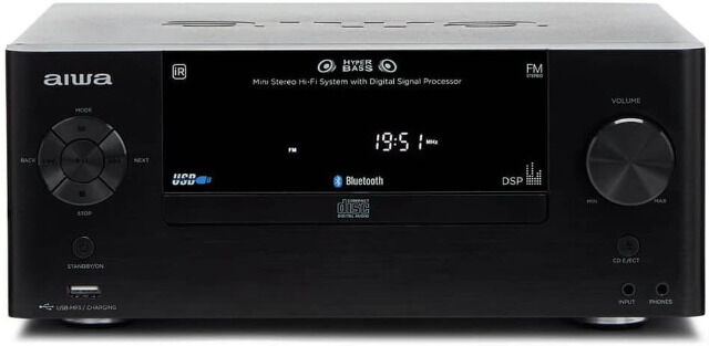 Aiwa MSBTU-500 Mikro-Anlage Fernbedienung, Hi-Fi, Bluetooth,MP3, FM,50 W (RMS), Stereoanlage, Musikanlage, Soundsystem