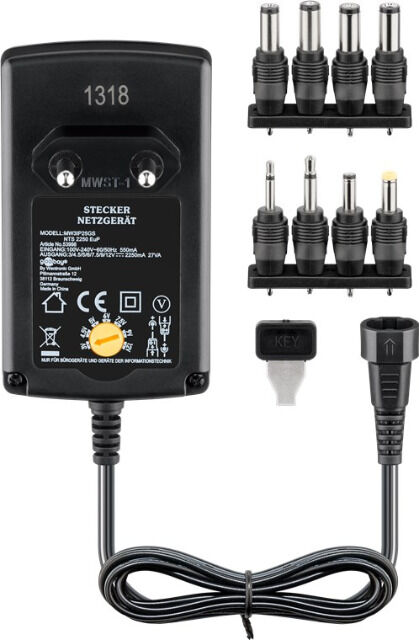EcoFriendly Universal Netzteil 2250 mA 3-12 V mit 8 DC Adapter Netzstecker Netz