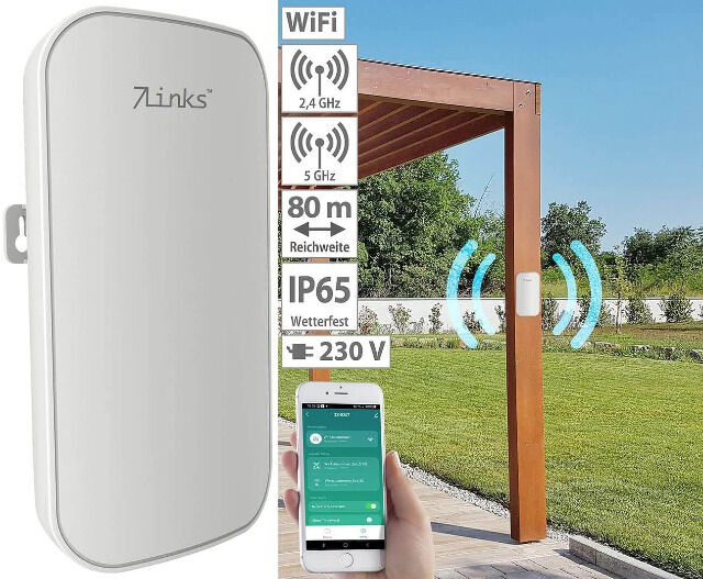 7links WLR-1230 WLAN-Repeater Outdoor Garten Empfang Verstärker Smart-Life-System App Elesion WiFi Internet Außenbereich Reichweite Wireless