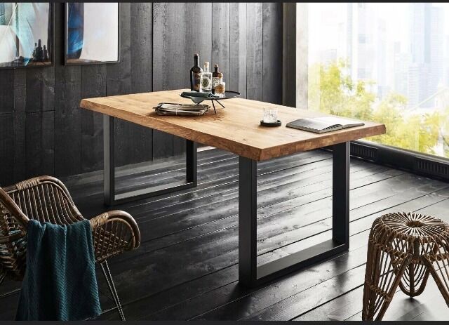 Esstisch Eiche Massivholz Baumkante 240x100cm 