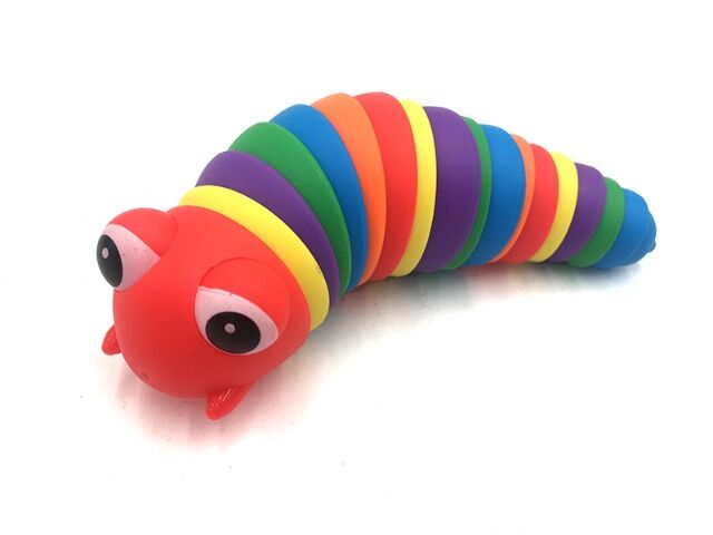 Fidget Spielzeug Finger Schnecke mit Augen, Regenbogen