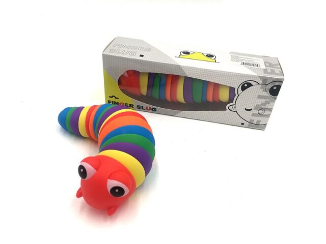Fidget Spielzeug Finger Schnecke mit Augen, Regenbogen