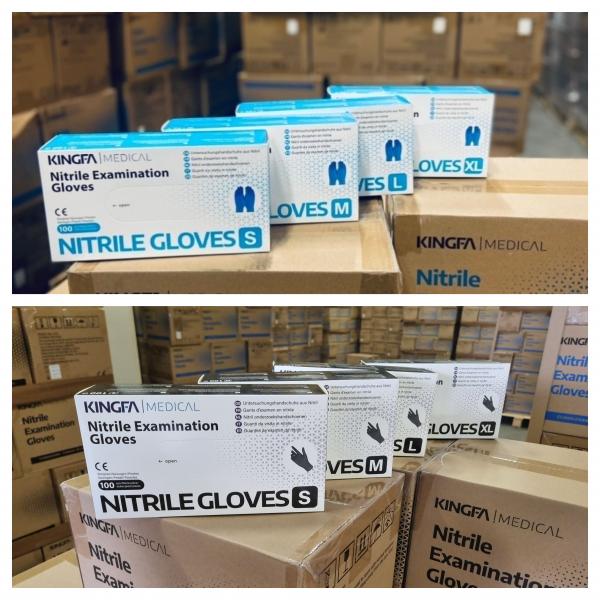 Kingfa Medical Nitril Handschuhe schwarz , DIN EN ISO 13485, EN 455, DIN EN ISO 374 1-5:2016, DIN EN 1186