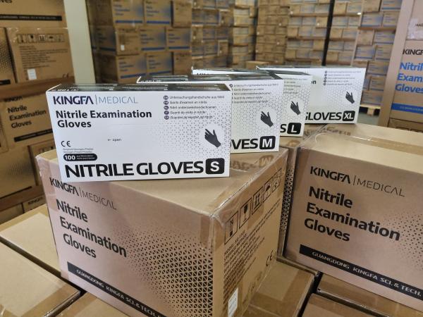 Kingfa Medical Nitril Handschuhe schwarz , DIN EN ISO 13485, EN 455, DIN EN ISO 374 1-5:2016, DIN EN 1186