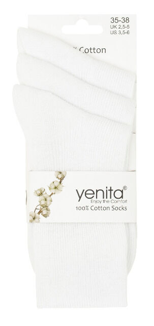 yenita® Damen PREMIUM Baumwoll Socken aus 100% Baumwolle mit handgekettelter Spitze im 3er Pack
