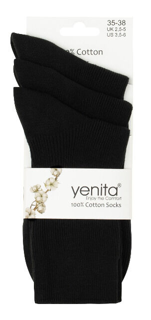 yenita® Damen PREMIUM Baumwoll Socken aus 100% Baumwolle mit handgekettelter Spitze im 3er Pack