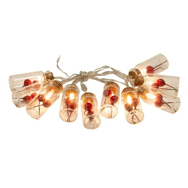 LED fairy lights 10, berries, warm white, approx. 1.2 m Christmas