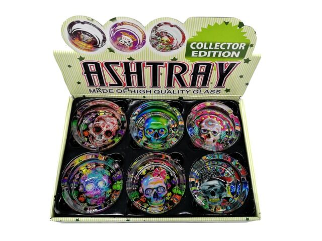 Aschenbecher Totenkopf aus Glas