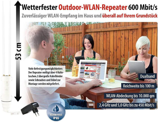 7links WLR-600.out WLAN-Repeater Outdoor Garten Empfang Verstärker Smart-Life-System ELESION Reichweite Internet 