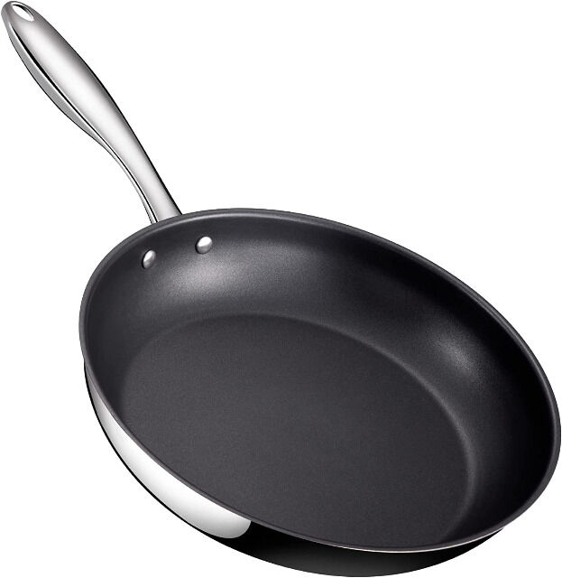 Pfanne Bratpfanne 24 cm Induktion aus Edelstahl mit Antihaftbeschichtung, backofenfest, leicht zu reinigen