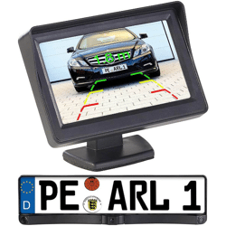 Lescars Rückfahrkamera PA-470 Funk Nummernschild, Einparkhilfe, kabellos, LCD-Farbmonitor
