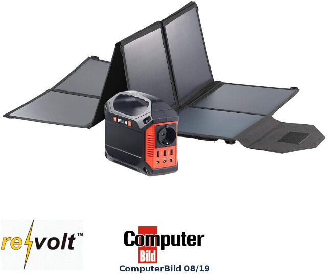 revolt HSG-420 Solarpanel Powerbank Powerstation & Solar-Generator mit faltbarem 50-W-Solarpanel powerbank, powerpack, starthilfe mit Akku,