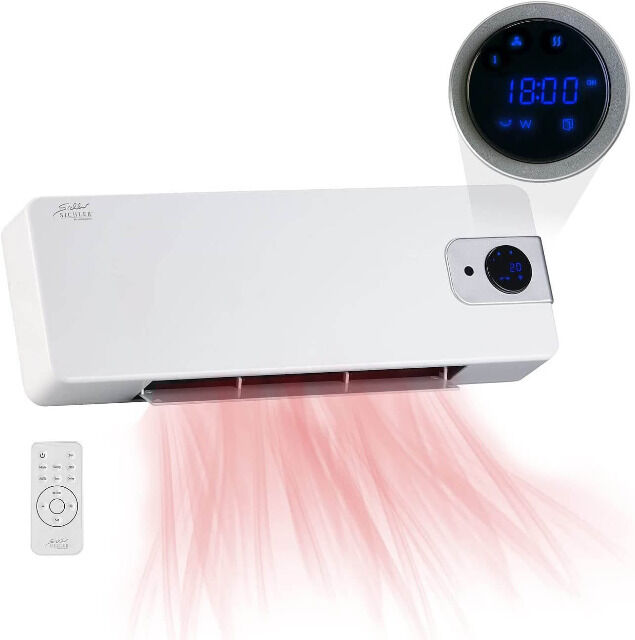 Sichler Keramik Wandheizlüfter LV-820.w mit digitalem Thermostat, Oszillation, 2.000 W Standheizung, Ventilator, Heizkörper