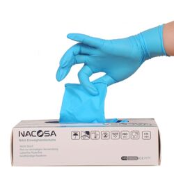 NACOSA Nitrile Disposable Gloves Blue - Quality Premium Medical Devices - All Sizes S/M/L/XL, Latex Free Powder Free, Pack of 10x100gloves, 
