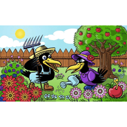 Flagge GÄRTNERPAAR 90 x 150cm mit 2 Messingösen Garten Frühling Sommer Herbst Gärtner Raben Schrebergarten Eigenversorgung