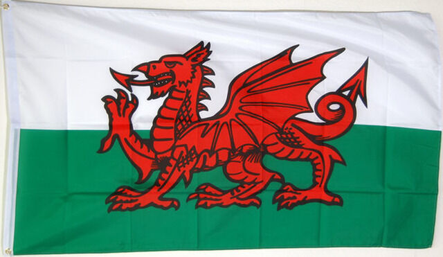 XXL Flagge Wales 250 x 150 cm Cardiff, Großbrittanien, United Kingdom Fahe Hissfahne Sturmflagge Insel UK Nationalflagge  Fanartikel 