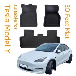 3D Fußmatten Set passend für Tesla Model Y / Performance Gummimatten rutschfest wasserfest Autofußmatten, Fußmatten, passgenaue Automatten 