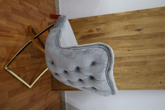 Esszimmerstuhl + Samt Stoff+ Metall Gestell + Chester 